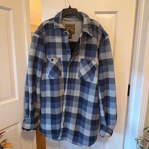 Men's Blue and Gray Checkered Shirt Jacket